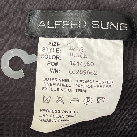 Alfred Sung Black Dress Size 6 Ruffled Collar Cocktail Gothic Witchcore Vampire - Picture 11 of 11